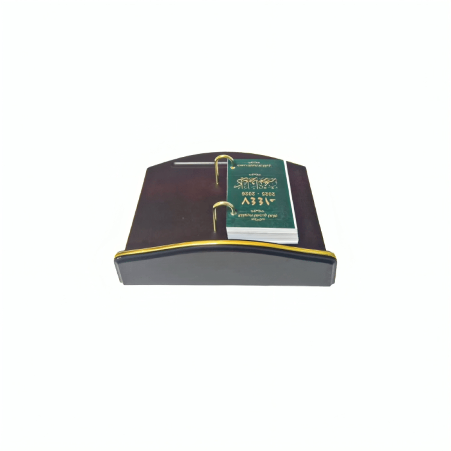 تقويم مكتب  1447 هجري خشبي فاخر بإطار ذهبي  ، موديل :KRS-0043