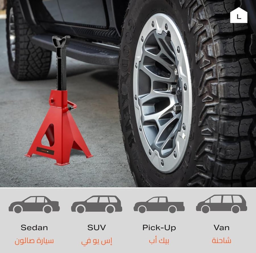 Car jack holder supports up to 3 tons two pieces