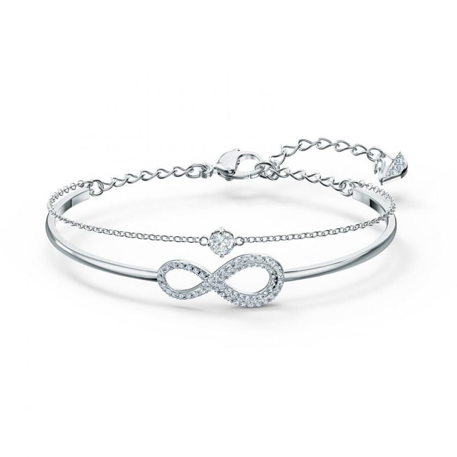 اسوارة Swarovski Inifinity لون أبيض طلاء روديوم