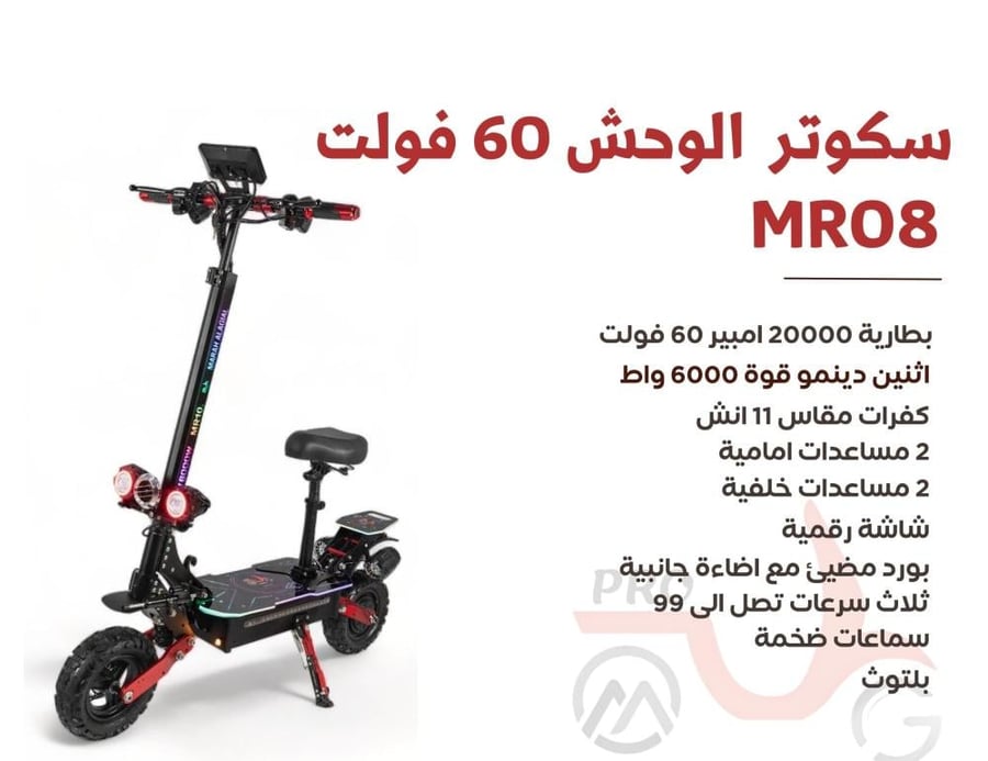سكوتر الوحش MR08مطور 60 فولت اثنين دينمو