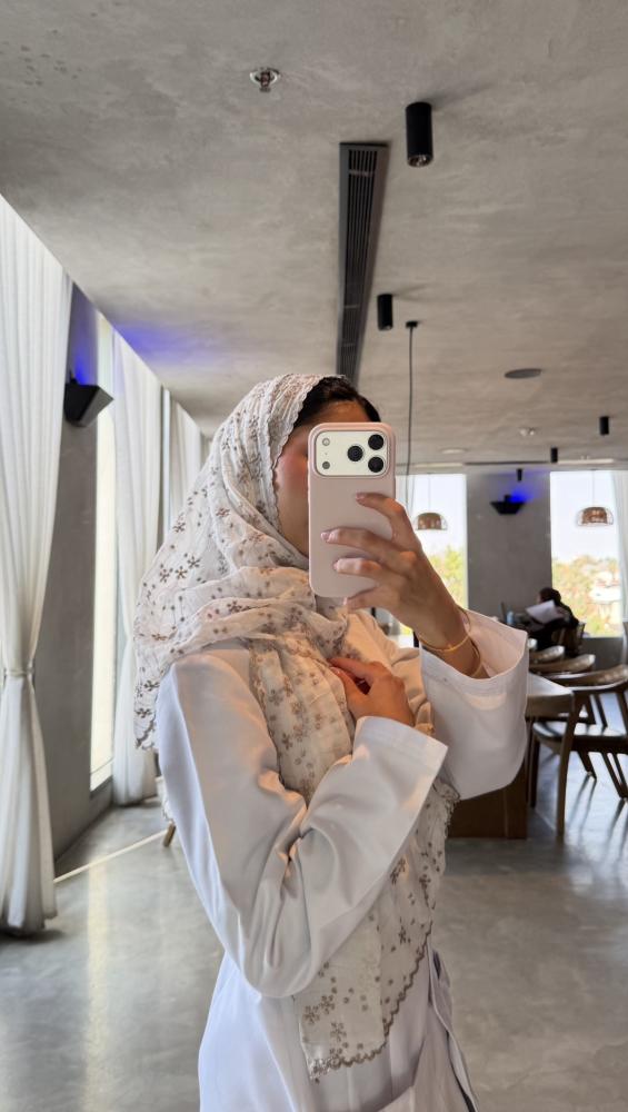 White embroidered abaya