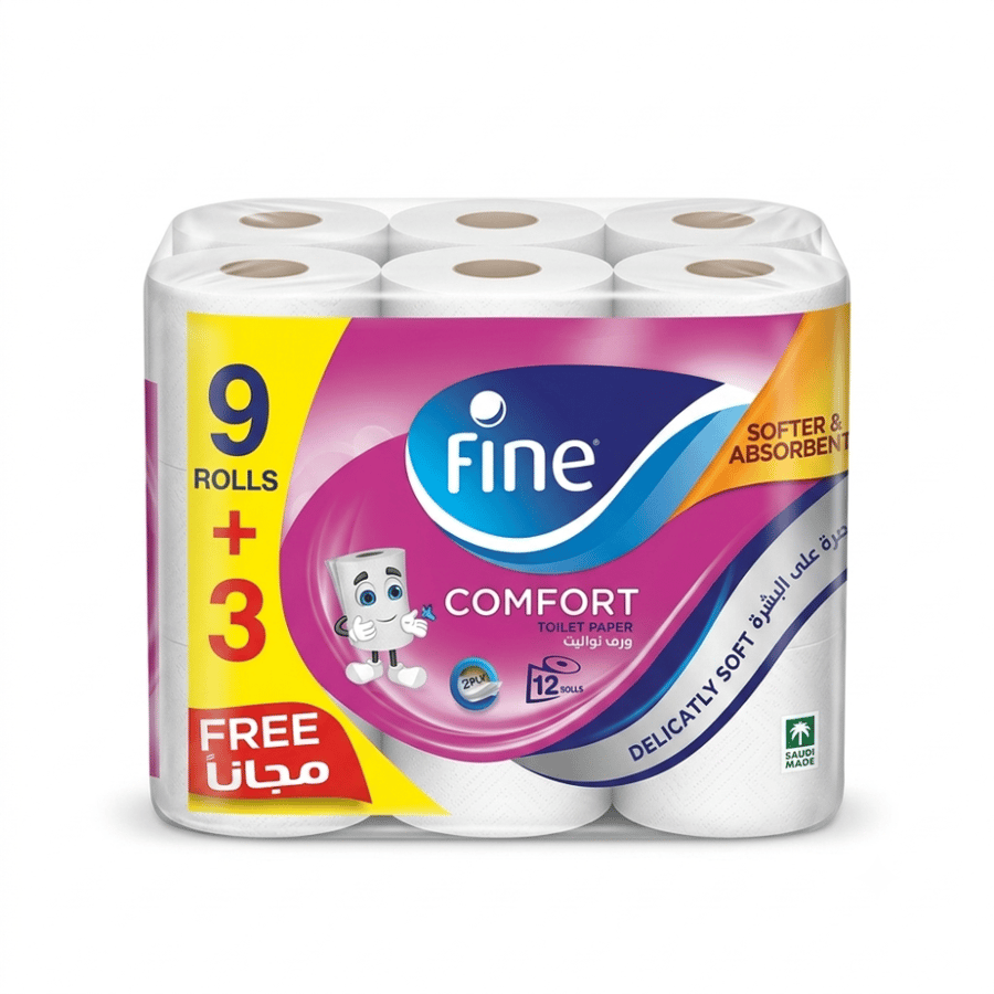 فاين ورق توليت كمفورت  9+3رول طبقتن
