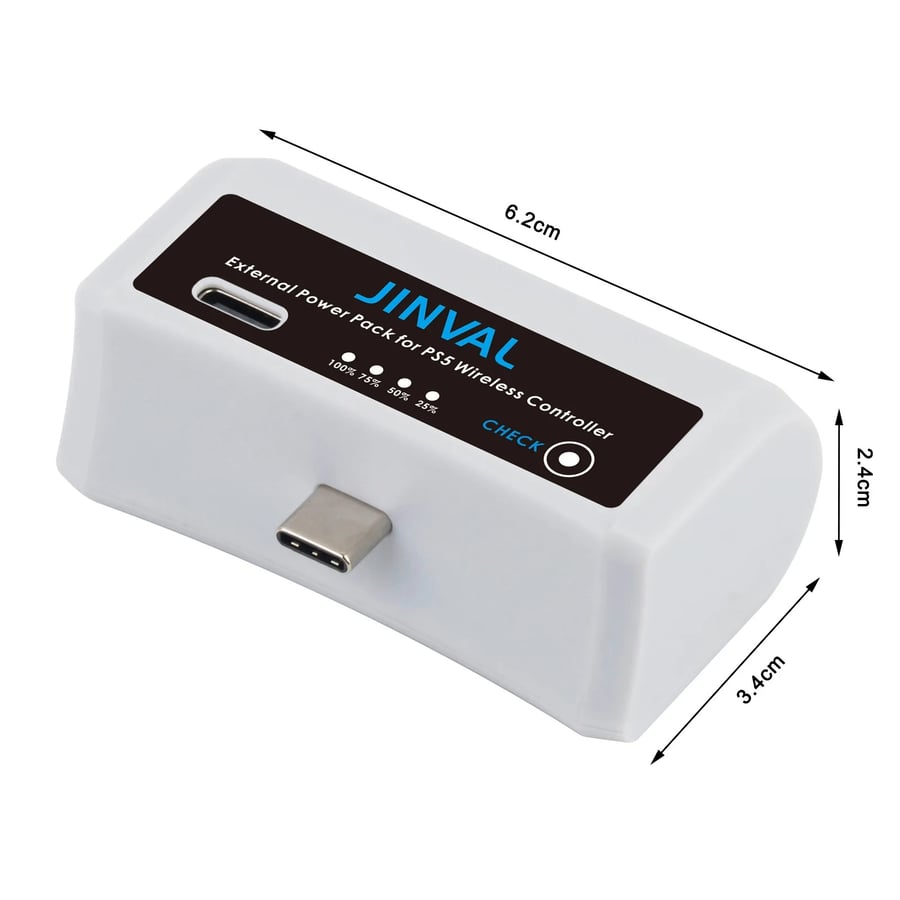 بطارية شحن يد بلاستيشن5 من شركة JINVAL خارجي 3500 مللي أمبير لشاشة LED ولتحكم PS5 DualSense