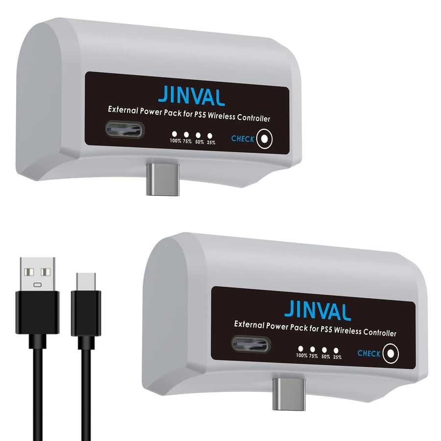 بطارية شحن يد بلاستيشن5 من شركة JINVAL خارجي 3500 مللي أمبير لشاشة LED ولتحكم PS5 DualSense