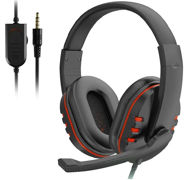 سماعات رأس سلكية للألعاب مقاس 3.5 ملم، سماعة أذن بخاصية إلغاء الضوضاء مع ميكروفون للتحكم في مستوى الصوت لجهاز PS4 Play Station 4 PC