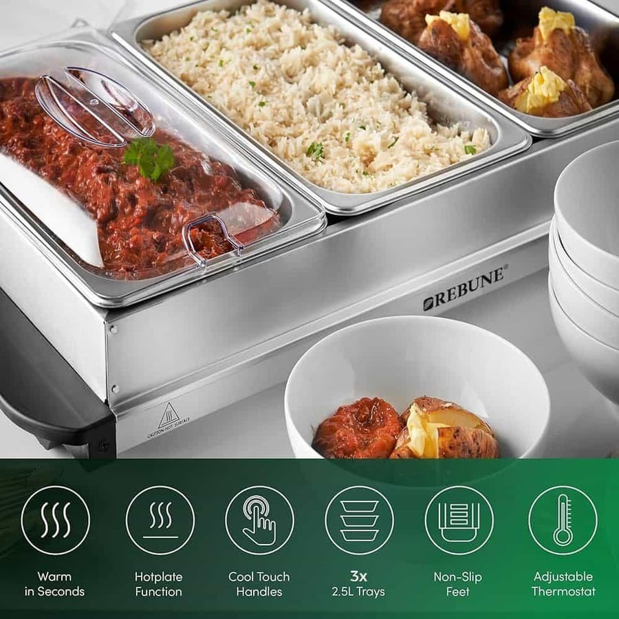 سخان بوفيه كهربائي ريبون 4 أقسام بسعة 10 لتر - REBUNE (RE-5-089)