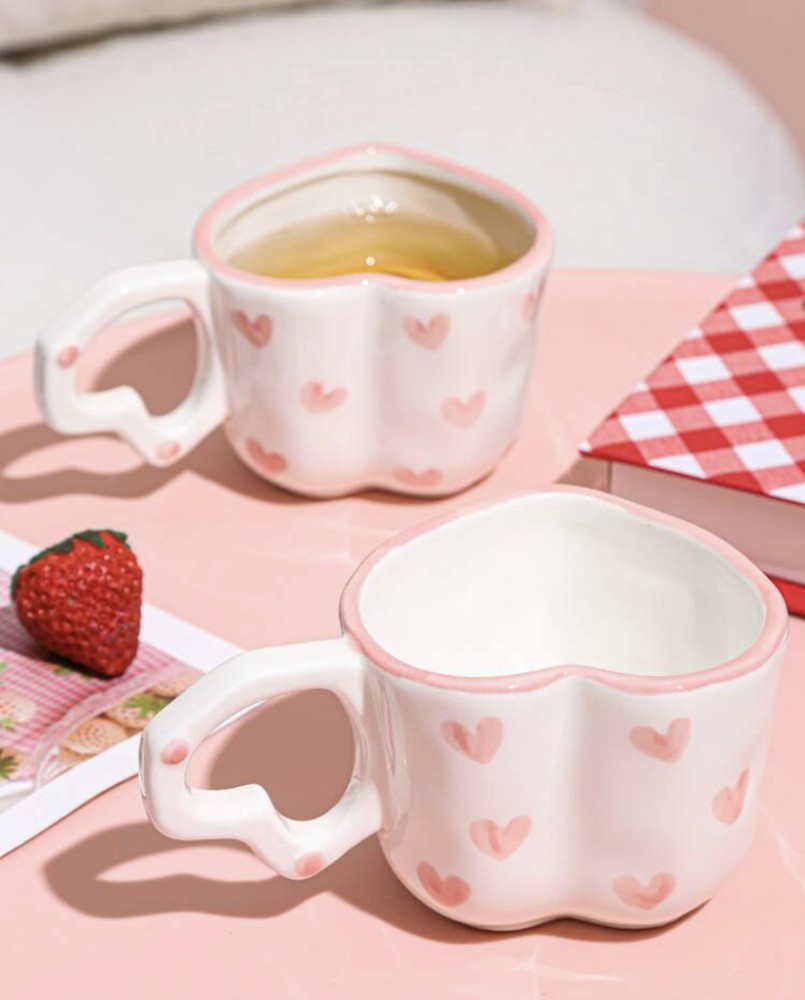 Handmade craft cup in the shape of a heart