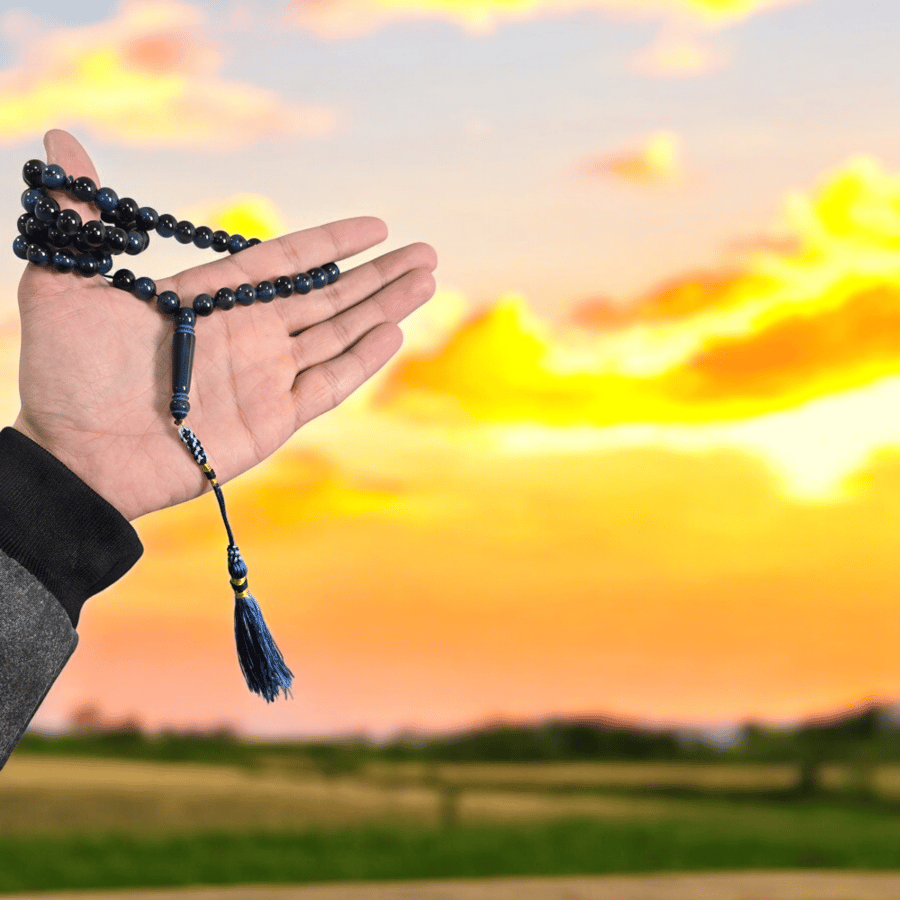 Blue beaded prayer bead bracelet