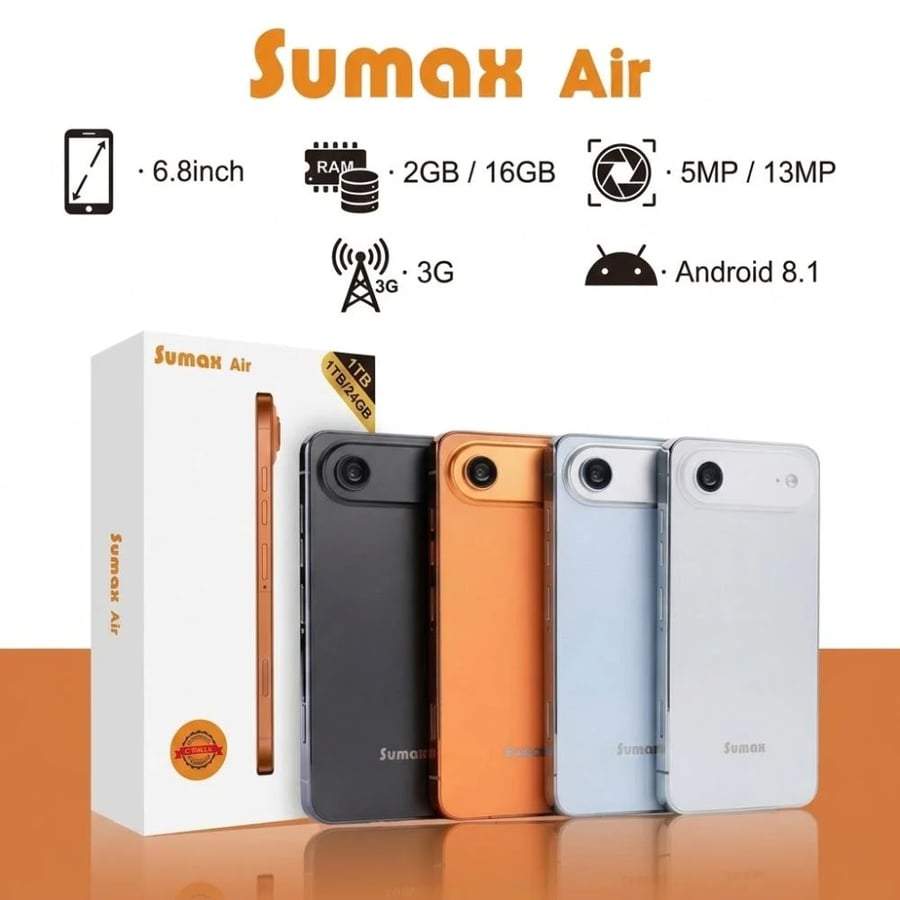 هاتف Sumax Air الذكي بشاشة 6.8 إنش – 2GB+16GB – شريحتين 3G – أندرويد 8.1