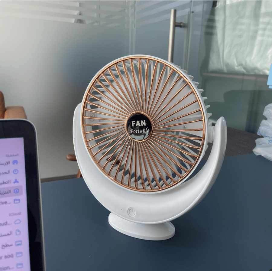 Table fan, 3 speeds, rechargeable, adjustable