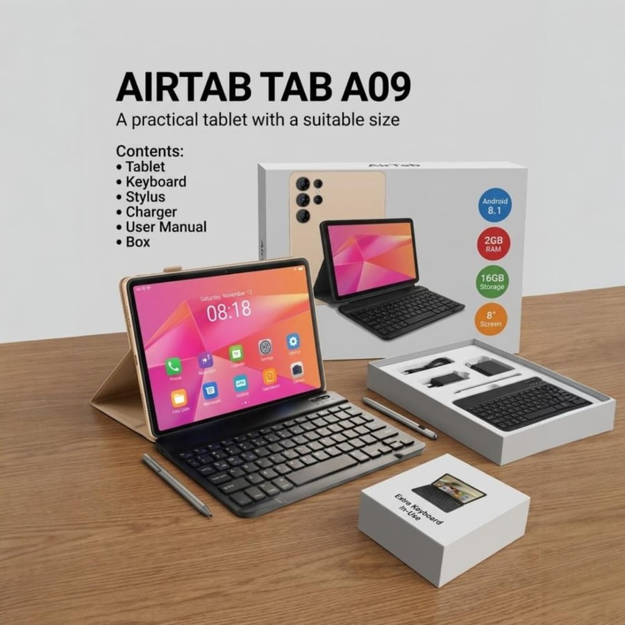 تابلت إيرتاب AIRTAB TAB A09 ‎8‎ إنش 2GB+16GB أندرويد 8.1 شريحتين – AIRTAB TAB A09