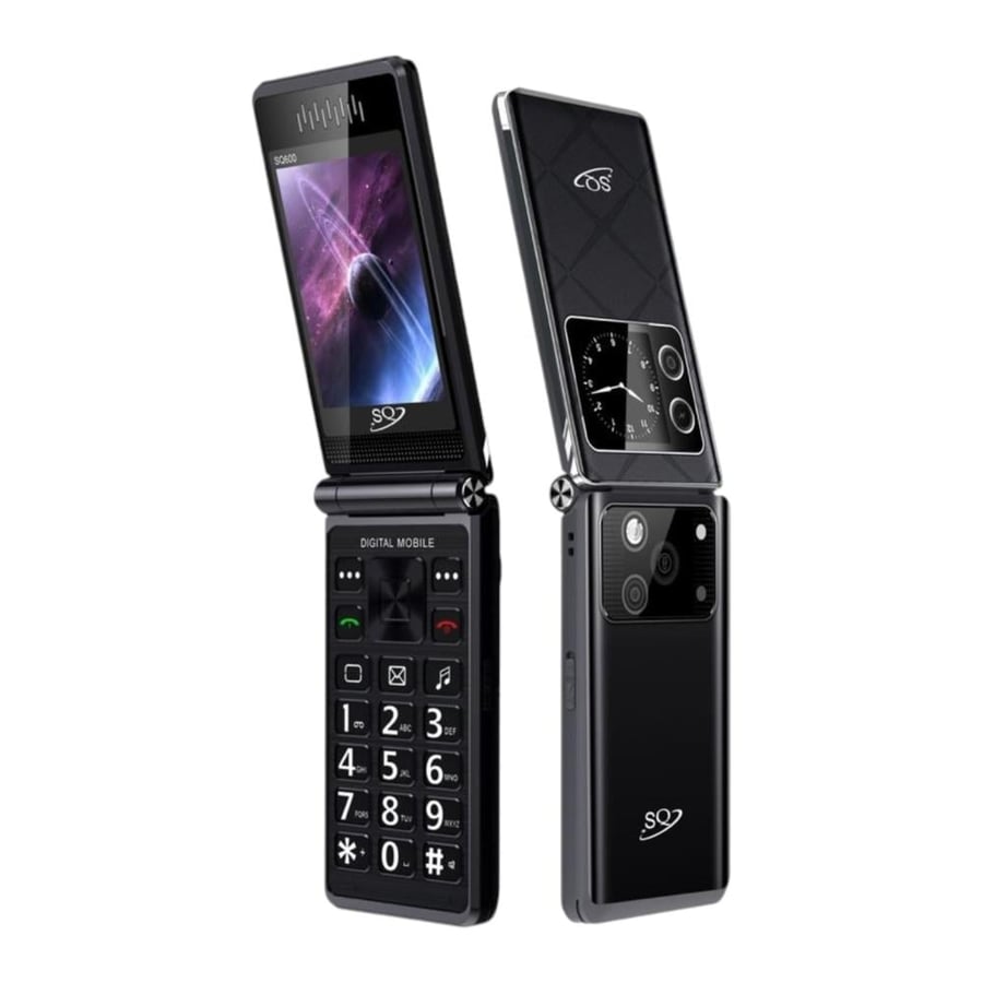 جوال SQ600 القابل للطي بشاشتين – شريحتين، صوت عالي، 2300mAh بطارية – SQ2 Mobile SQ600