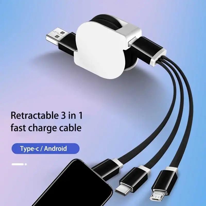 3 in 1 retractable USB charging cable