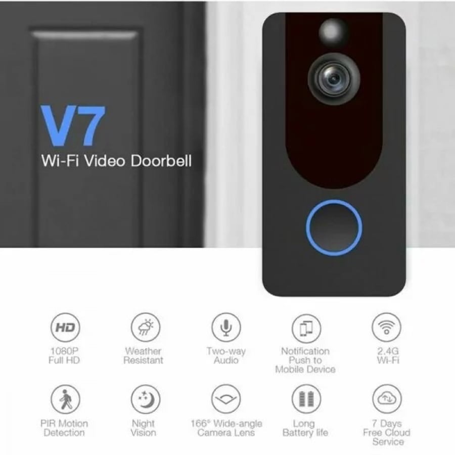 كاميرا جرس الباب بالفيديو ، كاميرا أمان منزلية ذكية لاسلكية بدقة 1080 بكسل مزودة بخاصية WiFi مع الرنين والبطاريات ، وكشف الحركة ، وصوت ثنائي الاتجاه ، ورؤية ليلية ، ومقاومة للماء ، والتخزين السحابي