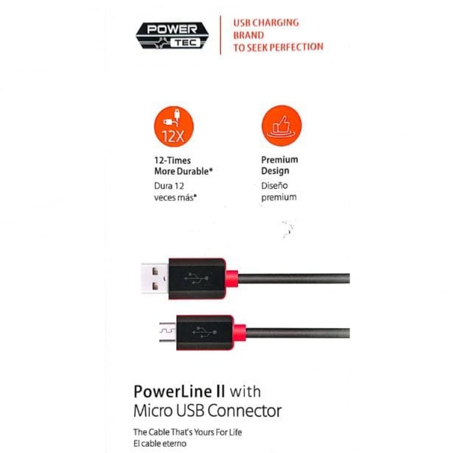 كابل شحن ومزامنة بيانات باور لاين بمنفذ مايكرو USB