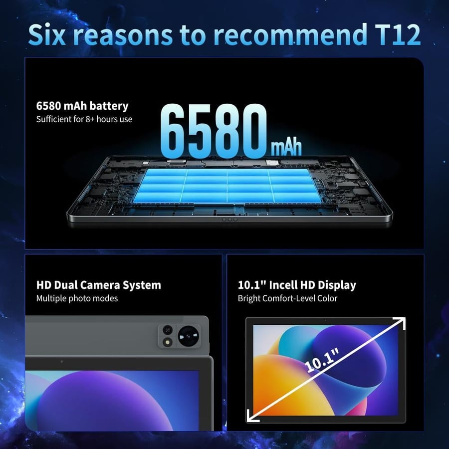 تابلت T12 جي تاب ‎10.1‎ إنش 4GB+128GB أندرويد 15 – G-Tab T12