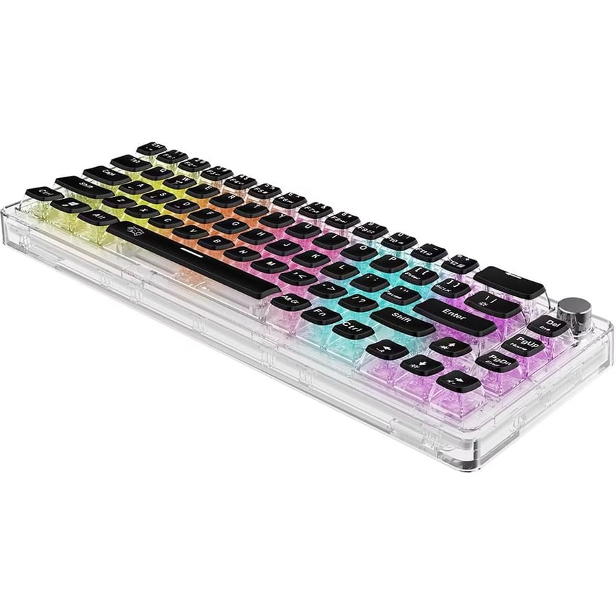 لوحة مفاتيح ميكانيكية Porodo Gaming Pudding Keycaps بشفافية وإضاءة RGB