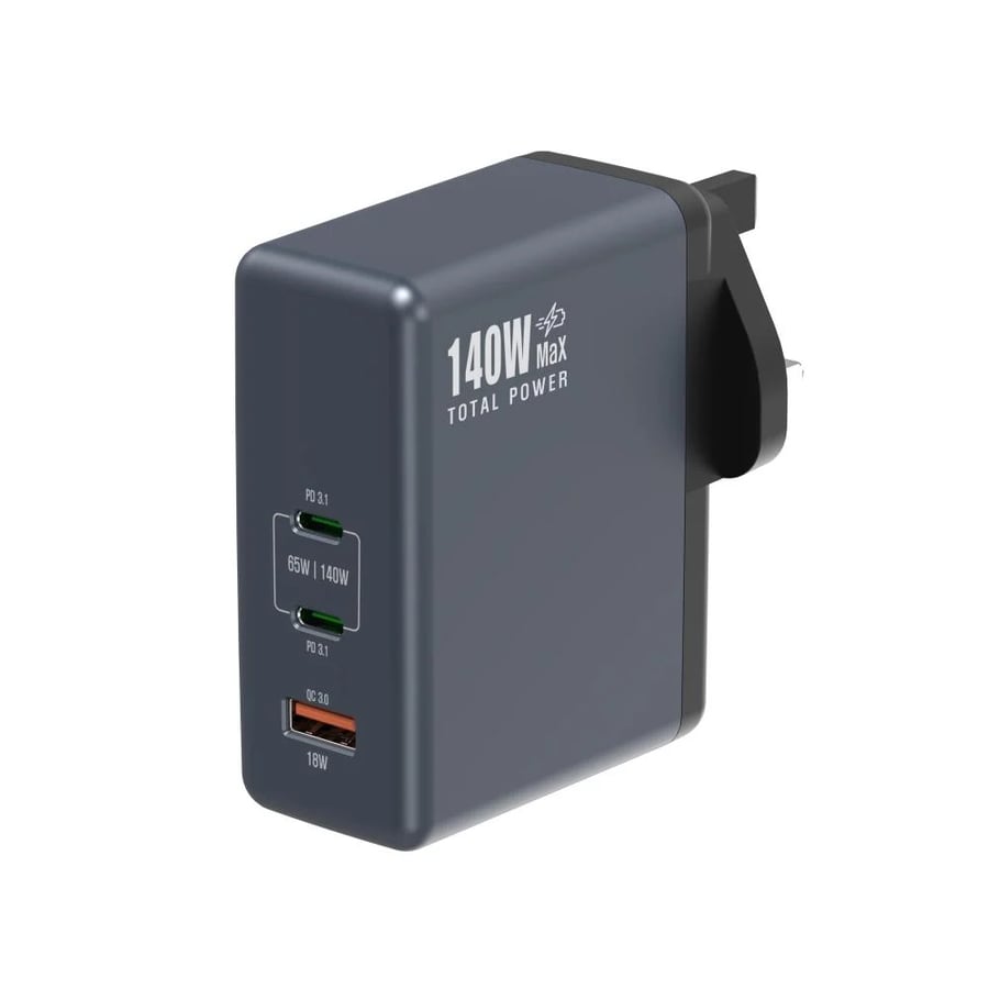 شاحن جداري جي تاب G-Tab VWC140 بقوة 140 واط تقنية PowerShift وثلاثة منافذ (2 تايب سي + 1 يو اس بي)