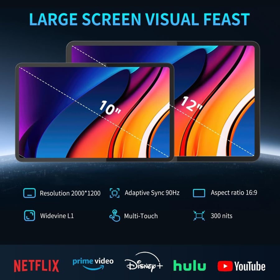 تابلت جي تاب Mega 12 بشاشة 12 إنش 2K مع كيبورد مغناطيسي عربي/إنجليزي – 16GB+256GB أندرويد 15 – G-Tab Mega 12