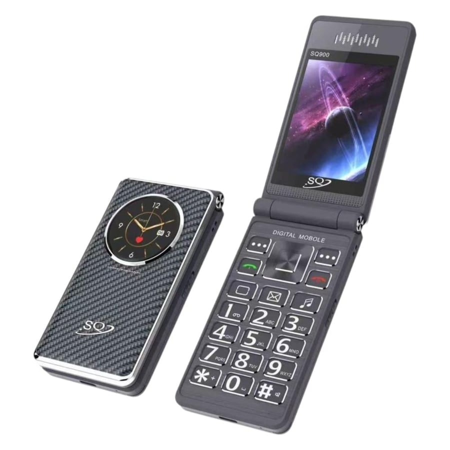 جوال SQ900 القابل للطي بشاشتين – شريحتين، صوت عالي، 2300mAh بطارية – SQ2 Mobile SQ900