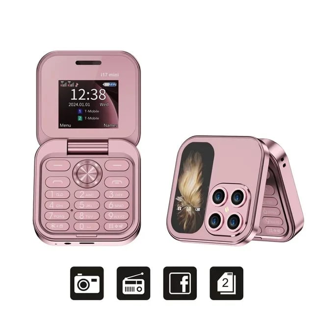 Hope i17 Mini Flip Phone – Dual Nano SIM, FM Radio, Compact Design for Kids & Seniors