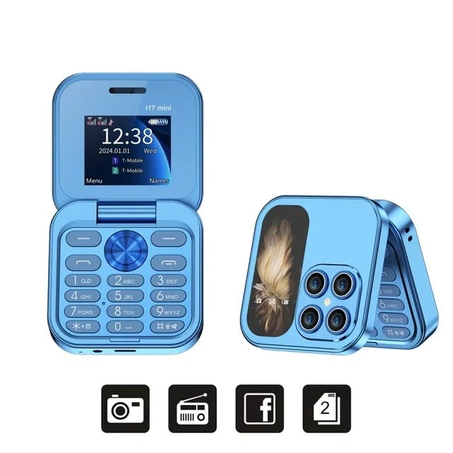 Hope i17 Mini Flip Phone – Dual Nano SIM, FM Radio, Compact Design for Kids & Seniors