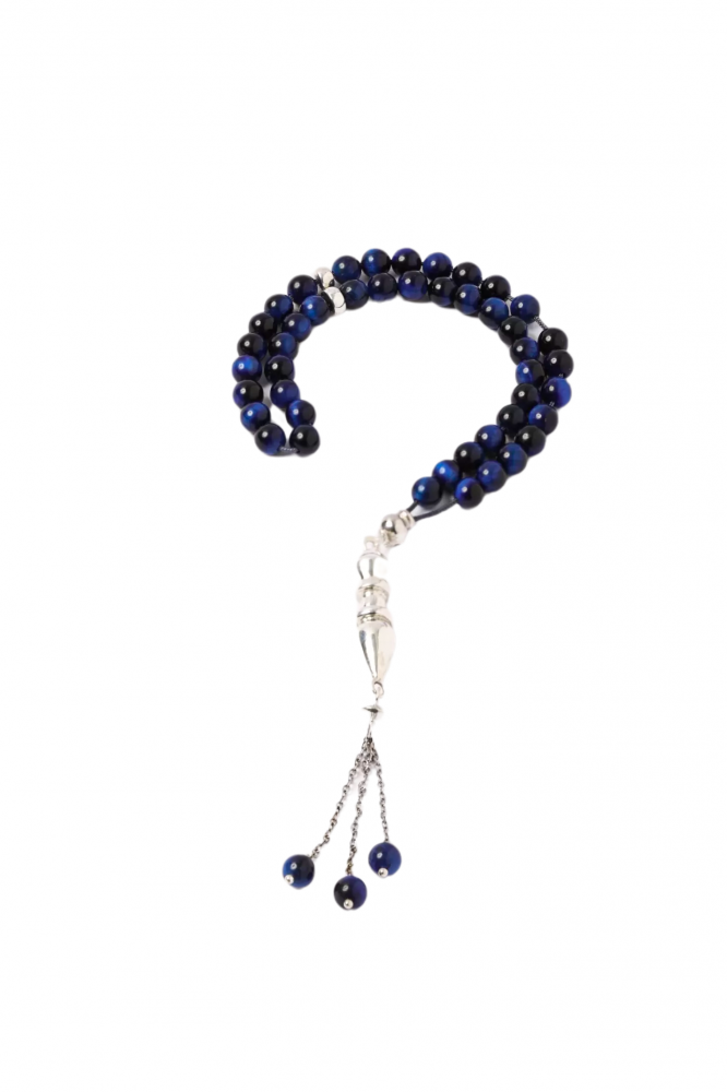Natural stone rosary and silver drink 925 karat