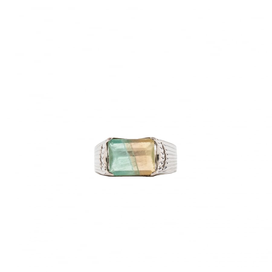 Silver natural stone ring