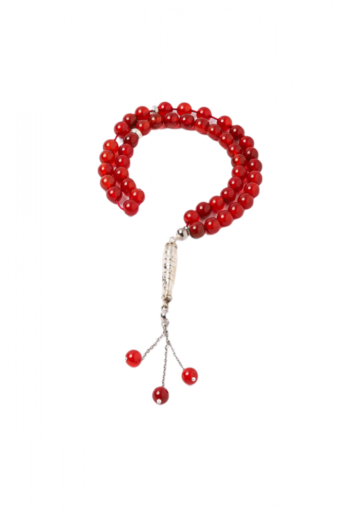 Natural agate stone rosary and 925 sterling silver chain