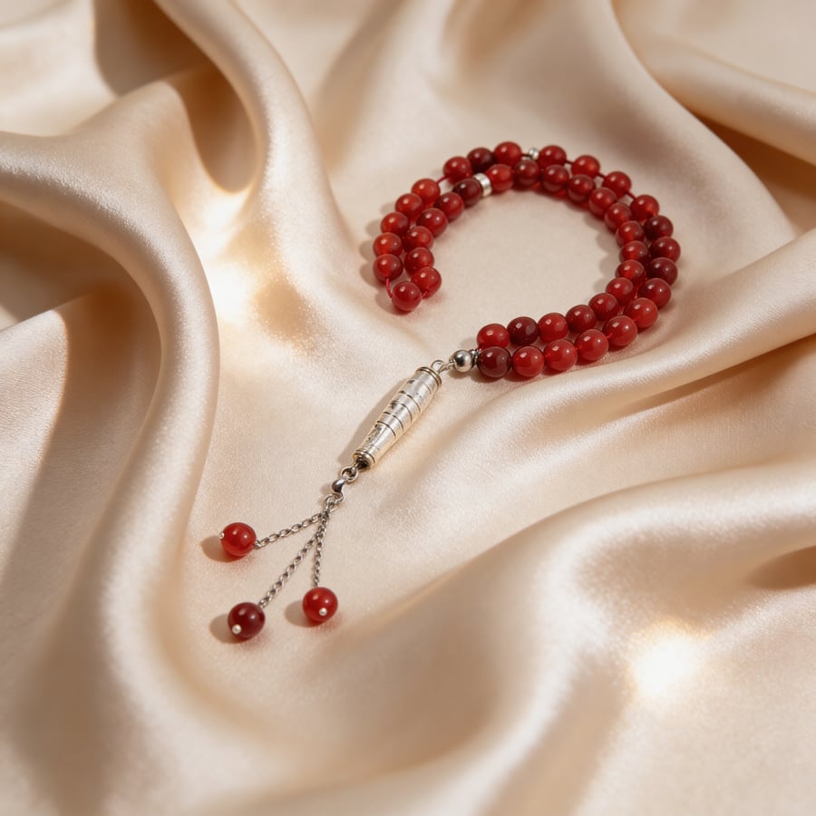 Natural agate stone rosary and 925 sterling silver chain