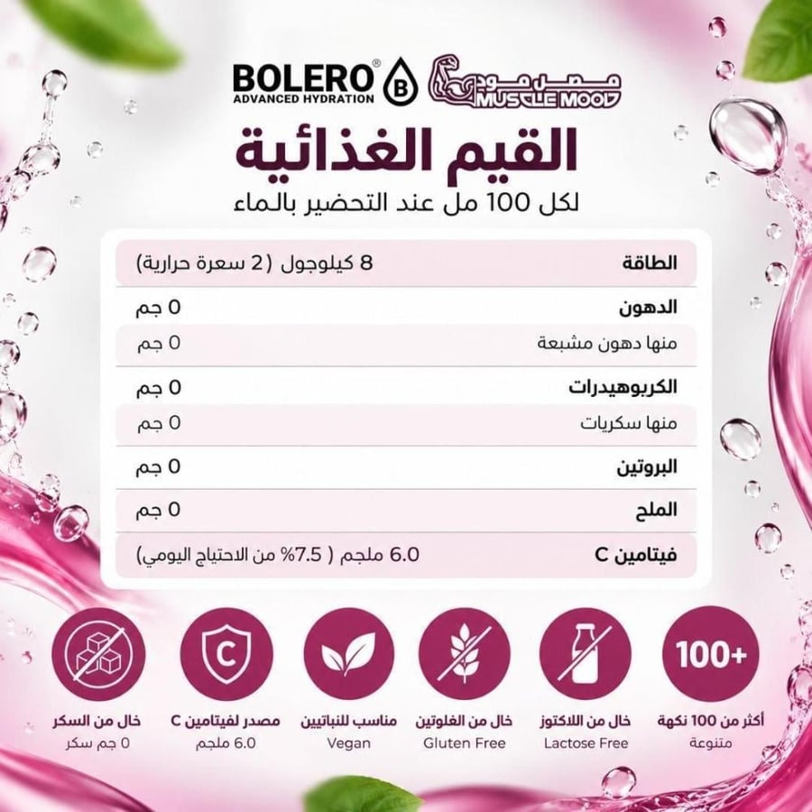 بوليرو منكهات الماء بنكهة(الليمون) BOLERO Lemonade – عبوة واحدة 9 جم