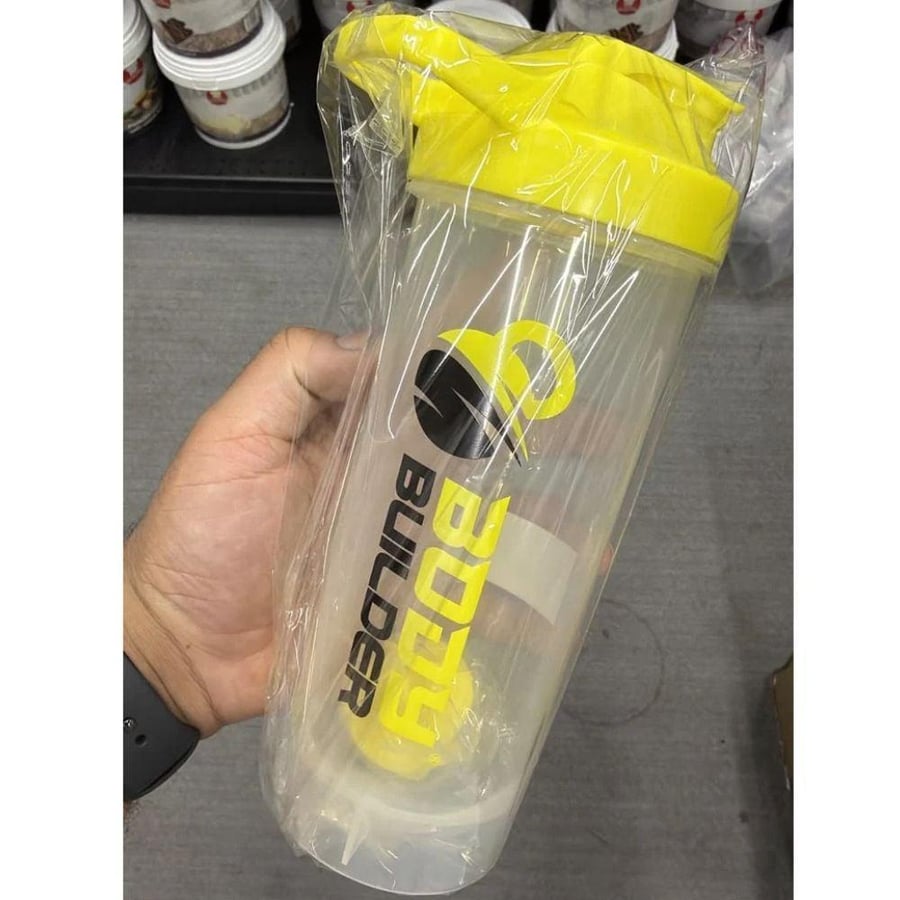 شيكر بروتين بودي بيلدر أصفر شفاف 600 مل | Body Builder Shaker