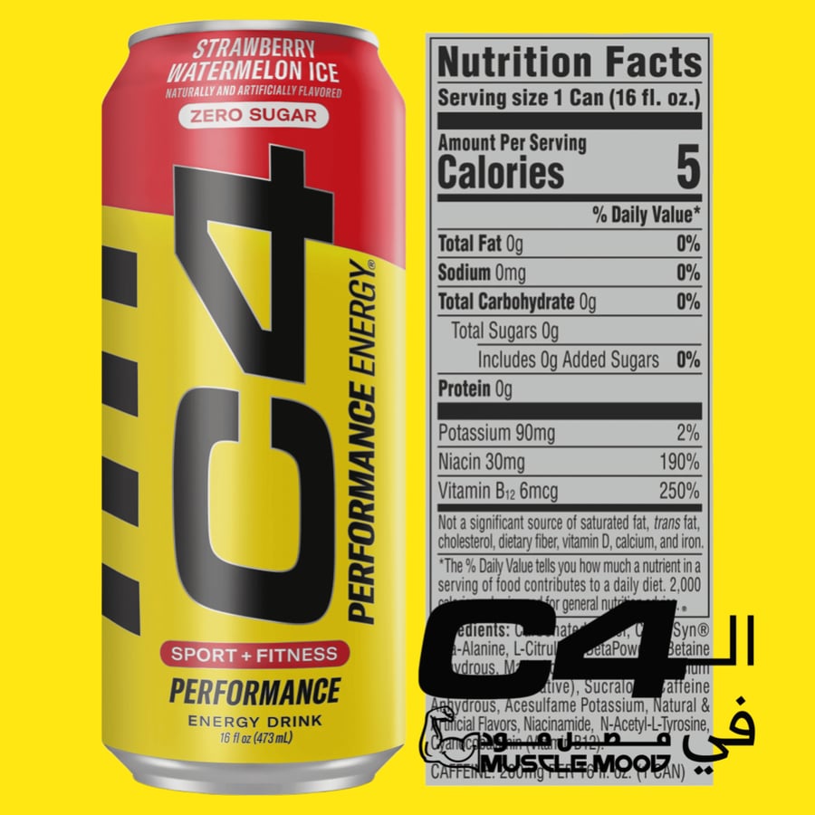 مشروب الطاقة سي فور سيليكور بنكهة الفراولة والبطيخ الجليد - C4 ENERGY DRINK 473ml