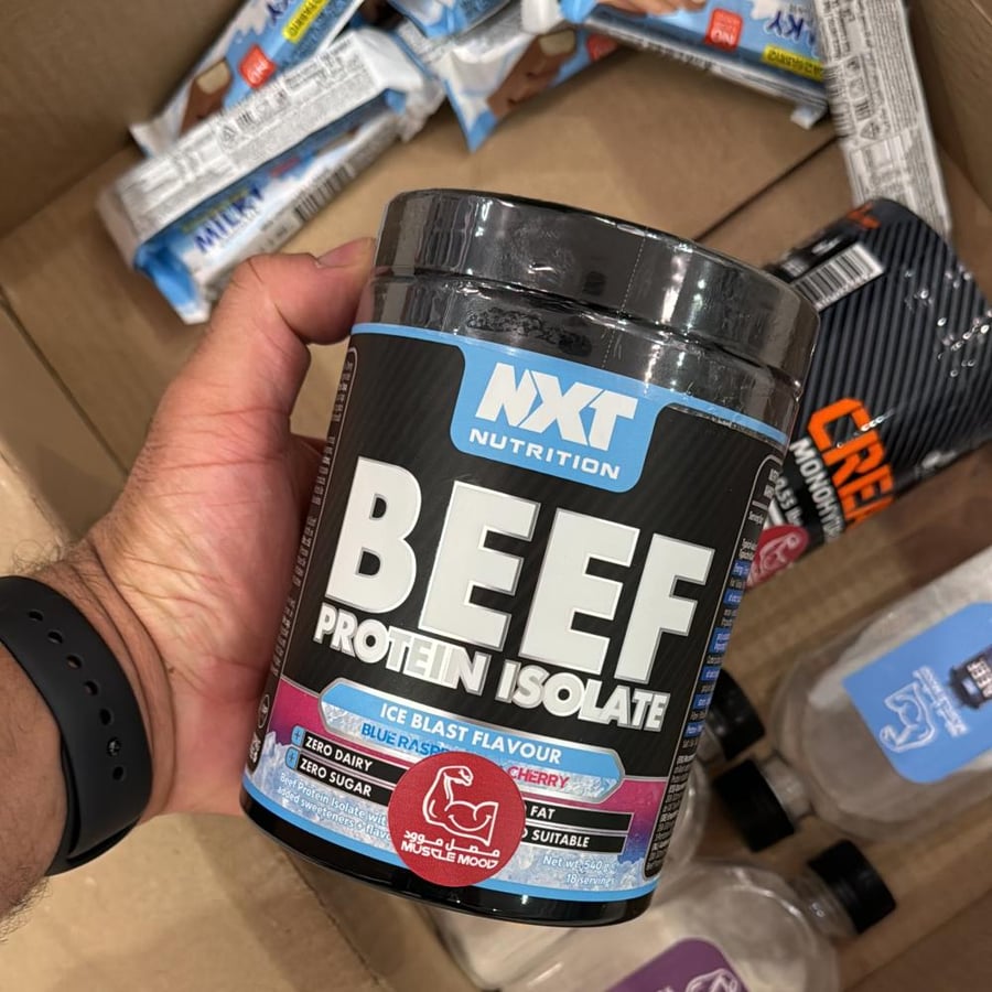آيزو بروتين البيف نكست نكهة-(سلاش مثلج توت أزرق+كرز!)-27ج بروتين!،20حصة -NXT nutrition protein