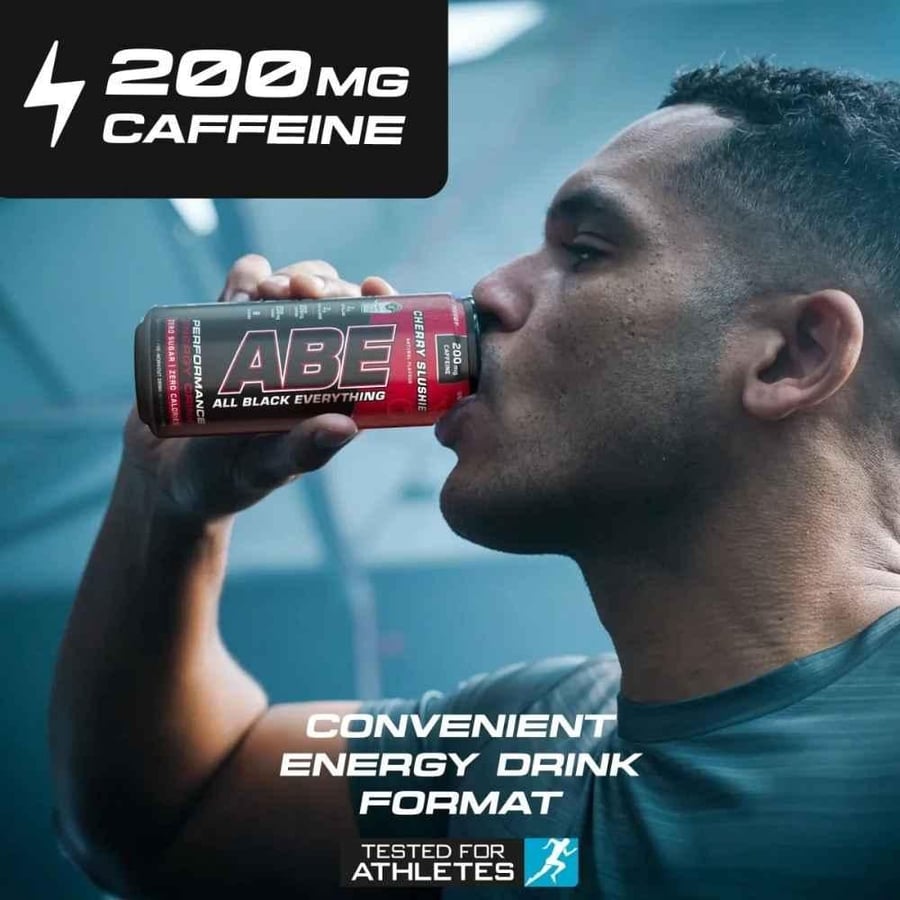 مشروب ABE Pre-Workout بنكهة الكرز إصدار محدود – خالي من السكر | 330 مل – 200 ملجم كافيين