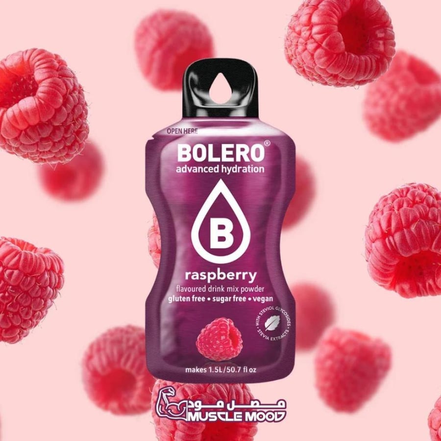 بوليرو منكهات الماء بنكهة (توت أحمر) BOLERO Raspberry – كرتون 12 ظرف × 9 جم