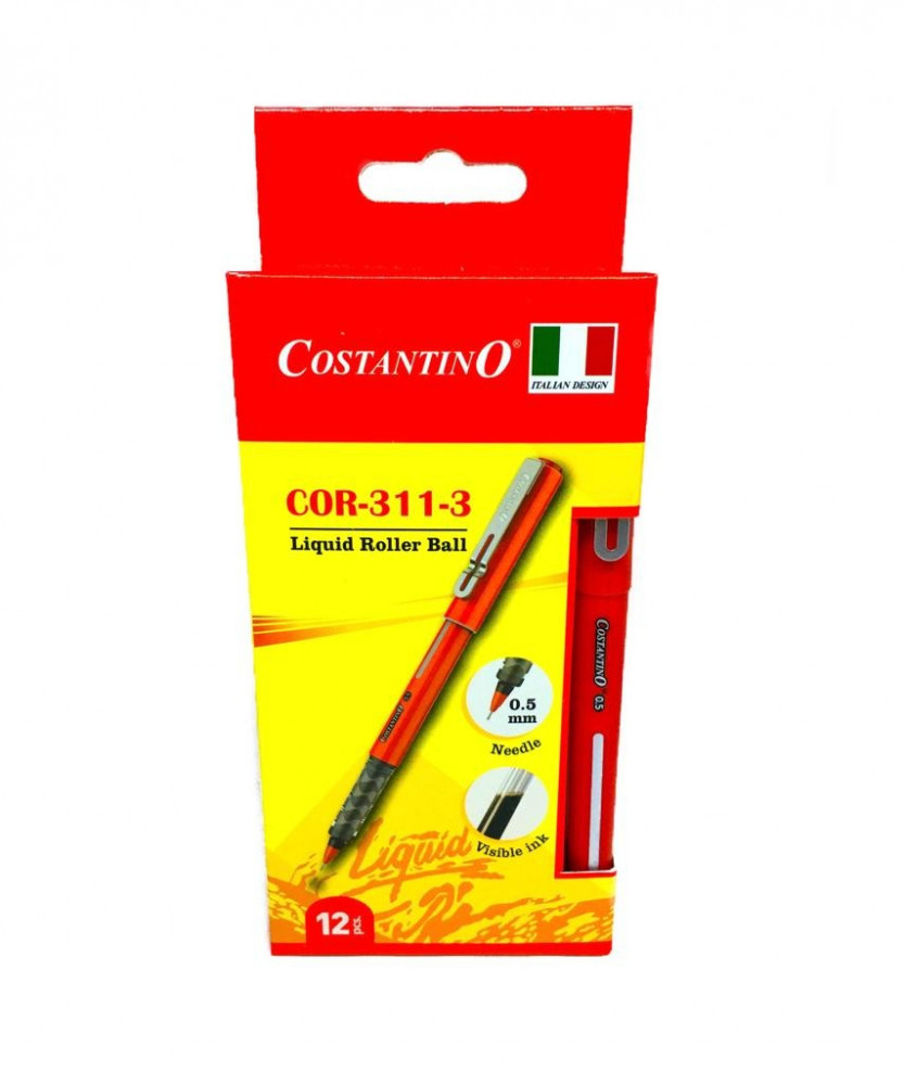 علبة أقلام  حبر سائل  مع غطاء, ,لون  أحمر 0.5mm