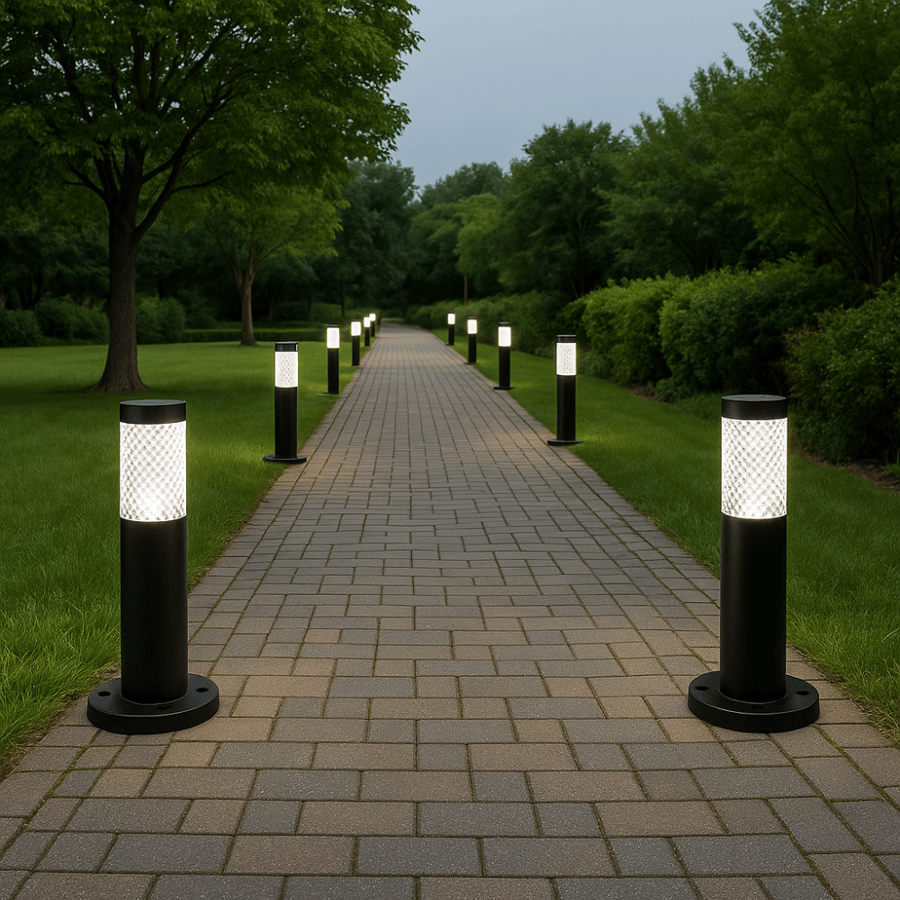 فانوس حديقة أرضي أسطواني – إضاءة LED أصف