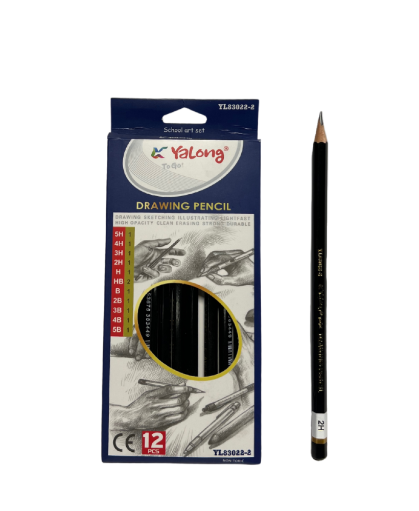 HI TEKNO Charcoal Pencils, 12 Pieces, All Grades