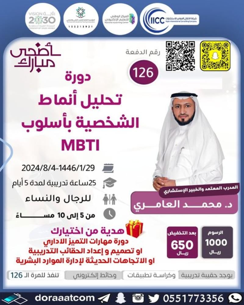 أون لاين | دورة تحليل أنماط الشخصية بأسلوب MBTI