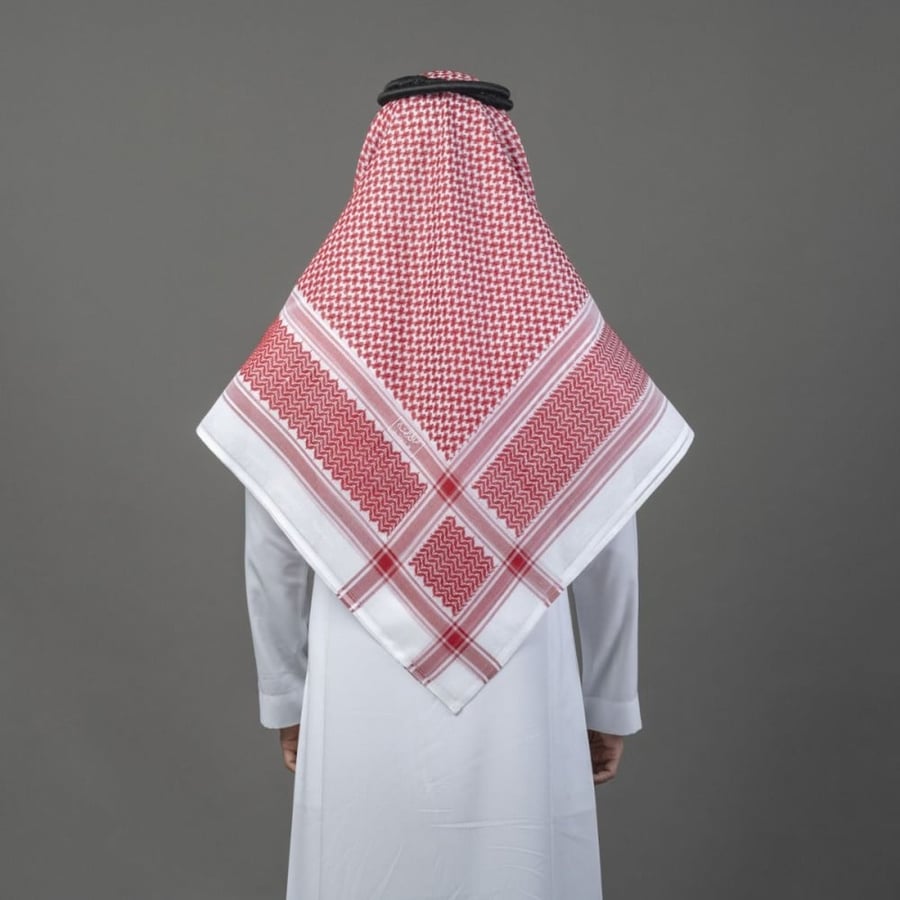 شماغ البسام بيسك احمر غامق انجليزي