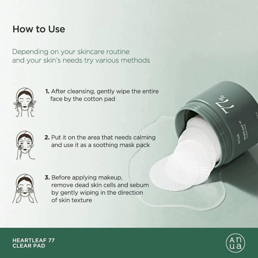Cotton cushions with toner Clear Heartleaf 77% of types - 70 cushions