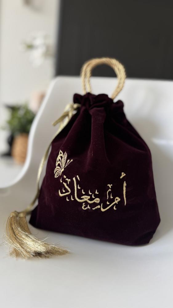 كيس عبايه شامواه لون برغندي