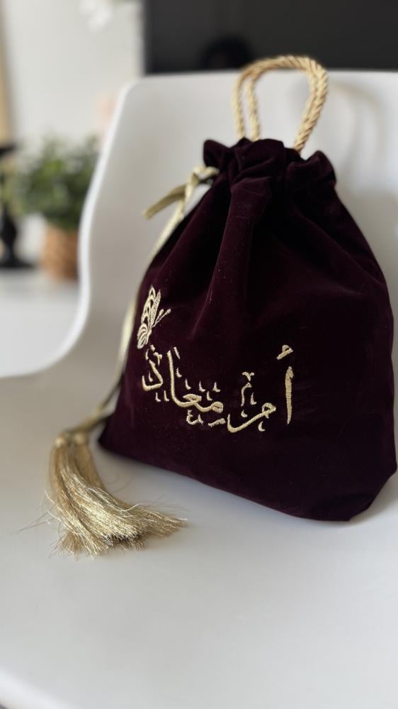 كيس عبايه شامواه لون برغندي
