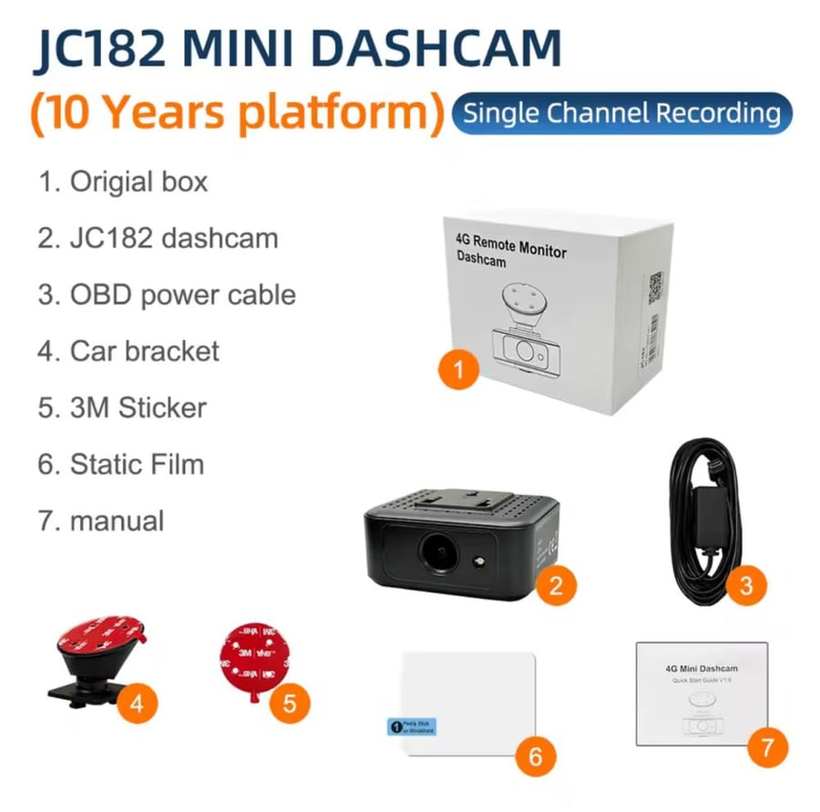 داش كام 4G -JC182 أمامية ، بث مباشر وتتبع