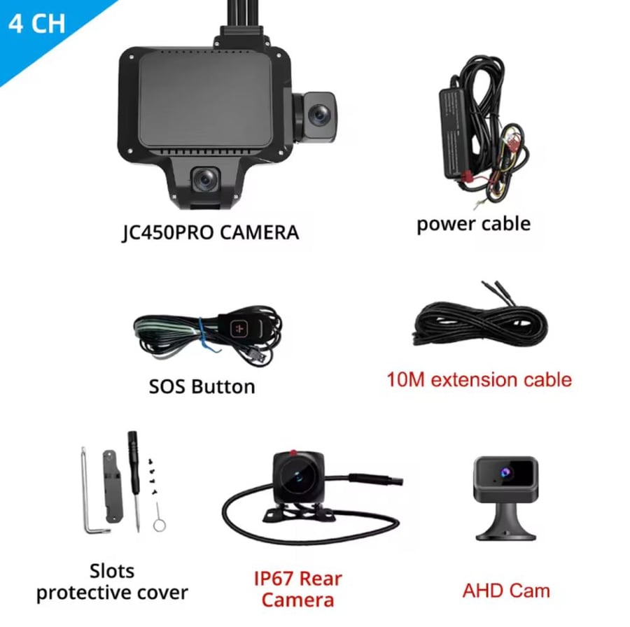 داش كام JC450-Pro جيمي أربع قنوات ، بث مباشر وتتبع