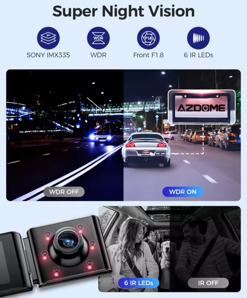 داش كام أزدوم M550 Max - 4K أمامية ، داخلية ، خلفية