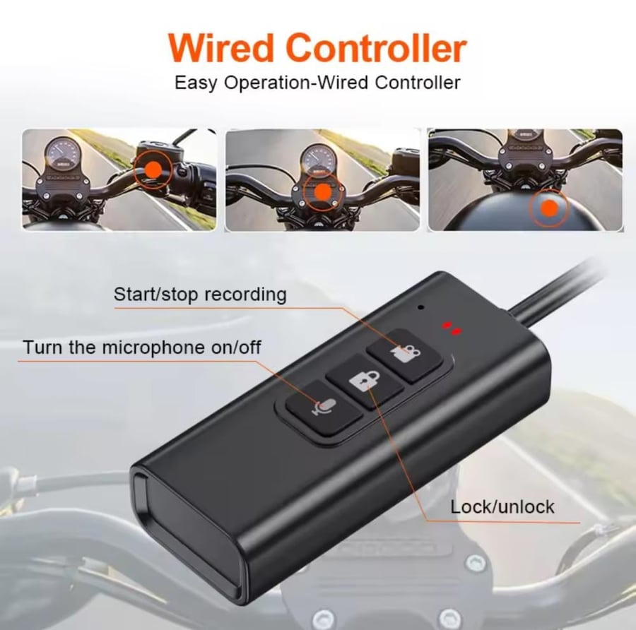 كاميرا ثنائية للدراجة النارية WiFi  / 2K - DVR