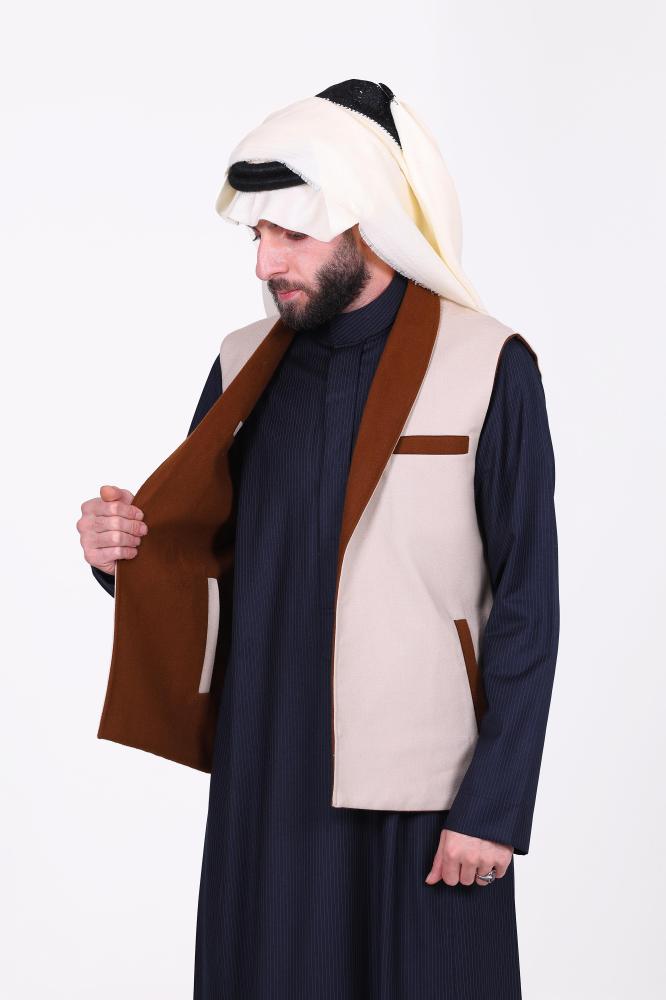 سديري دبل فيس بني غامق مع بيج