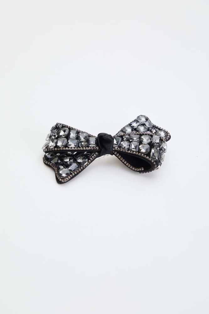 Crystal-embellished bow hair clip